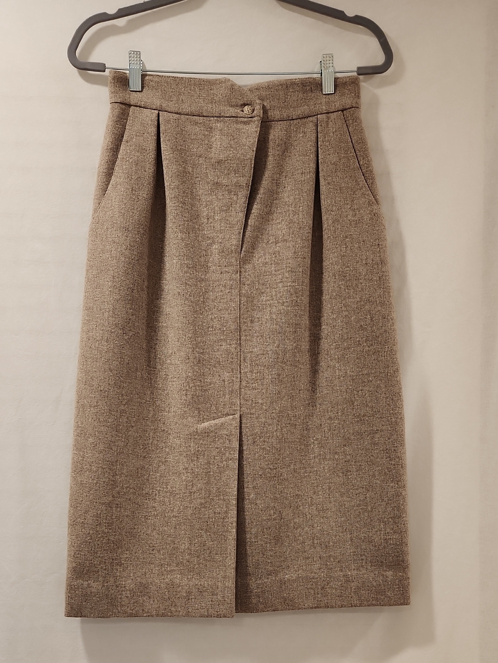 Vintage Tudor Square NY 100% Pure Wool Tweed Midi Skirt High Waist ILGWU Size 8
